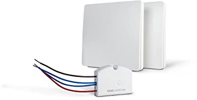 SCS Sentinel, HCN0070, Kit interrupteur Va et Vient, Module Récepteur Filaire, Deux Interrupteurs Emetteurs Extra-plats, Sans Fil et Sans Pile, 80 m en Champ Libre, Fréquence 433 MHz, DuoSwitch
