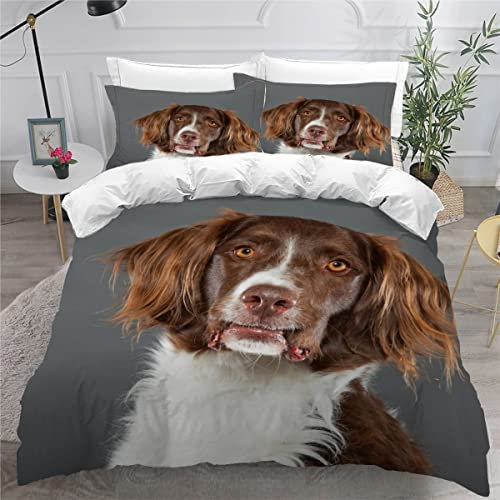 VASENA Bettwäsche 220x240cm Hochwertig 3D Motiv Bettbezug Niederländischer Rebhuhnhund Hund Tier Bettwäsche Das 3-TLG Mikrofaser Luxus Erwachsene Bettbezug Set Mit ReißVerschluss