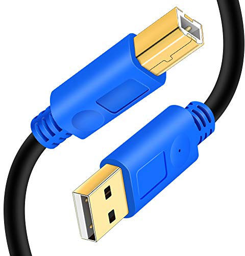 Cavo stampante 6M, connettori placcati oro ad alta velocità USB 2.0 Hanprmeee Cavo scanner stampante A maschio a B maschio per HP, Canon, Samsung ecc (blu)
