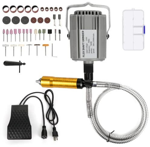 Shaft Grinder 780W Rotary Tool 500-25000RPM Rotary Carver with 0.26 3-Jaw Chuck & Stepless Speed Foot Pedal Hanging Grinding Machine Accessories for Jewelry Polishing Grinding DIY