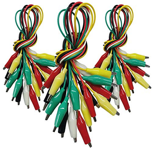 30 pinzas de cocodrilo con cable, cables de prueba con pinzas de cocodrilo, cable de medición de doble extremo, pinzas de cocodrilo, cable de medición (50 cm)
