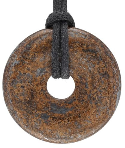 Lebensquelle Plus Edelstein Donut Ø 30 mm + Baumwollband | Naturstein Anhänger Halskette | Echte Heilsteinkette inkl. Band (Bronzit)