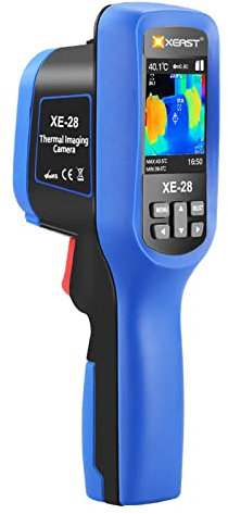 Infrarot Wärmebildkamera, Handheld Thermokamera mit 3600 Pixel IR-Auflösung 2.4 Zoll Farbdisplay, 5 Paletten, mit Automatisch Verfolgung Kälte und Heiß Flecken, XE-28