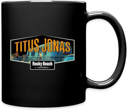 Spreadshirt Die drei ??? Titus Jonas Wohnwagen Tasse Einfarbig, One size, Schwarz