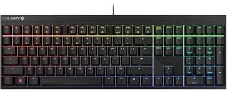 CHERRY MX 2.0S, Mechanische Gaming-Tastatur mit RGB-Beleuchtung, EU-Layout (QWERTY), Kabelgebunden, Designed in Germany, MX BROWN Switches, Schwarz