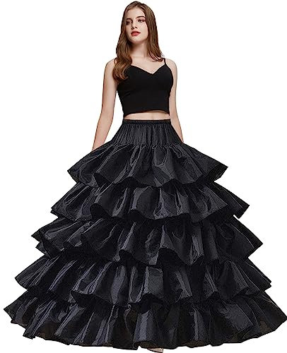 Jaaytct Damen-Petticoat-Rock, Reifrock für Hochzeitskleid, Schwarz, Einheitsgröße