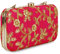 LONGING TO BUY Handgefertigte Designer-Clutch für Damen, Zari-Stickerei, Clutch für Damen, Hand-Cutch-Clutch für Damen, Knallpink (Hot Pink), Hochzeits-Clutch