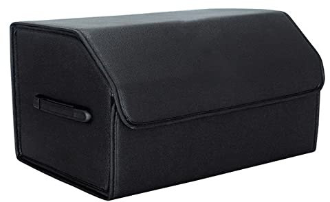 Auto Kofferraum Leder Organizer Box für Skoda Kamiq Kodiaq GT Karoq Faltbare Autotasche Organizer Wasserdicht mit Fächern Aufbewahrungs Box Zubehör,L-Black Style