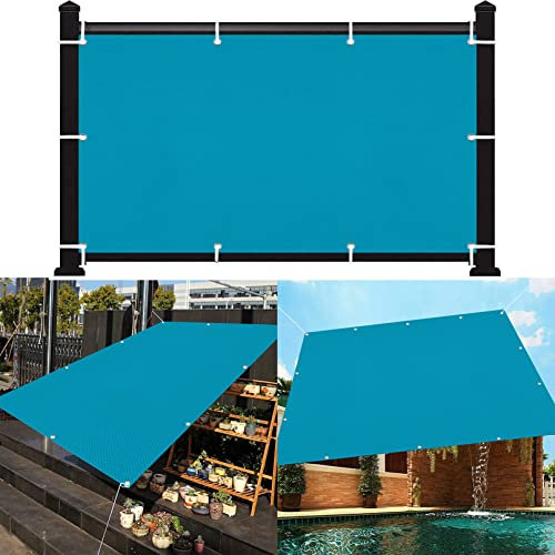 Voile d'ombrage Terrasse Rectangulaire Respirant 1.2 x 1.4 m Perméable Rafraîchissan Brise Vue pour Balcon avec 4 Morceaux de Corde pour La Couverture VéGéTale Serre Pergola, Bleu