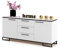 Euro Style Kommode mit Schubladen und 2 Türen Schrank Sideboard Tv Schrank für Wohnzimmer/Schlafzimmer Schubladenkommode 150x68,5x40 cm, Weiß Matt/Weiß Matt + Rand