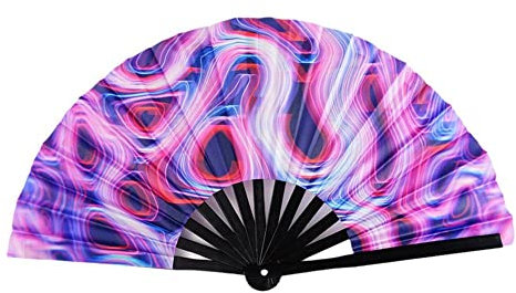 Fgbetcv Folding Fan Led Fan Light Up Hand Fan,Glow Large Rave Bamboo Folding Clack Hand Fan for men/women,Handheld Fan for Music Festival,Club,Event,Party,Dance Decoration