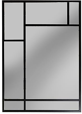THEROSE Espejo Ventana Industrial Moderno, Aluminio Negro, 120x80 cm (100x80, Blanco)