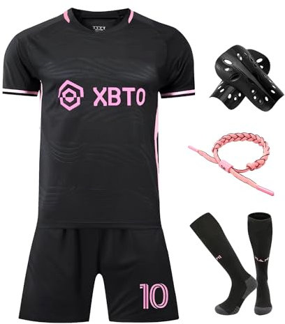 Sternstunde Trikot Sets Kinder, Hause/Auswärts Fußballtrikot für Kinder, Jungen Fussball Jersey, Football Trikots, Sportshirt Junge Football Training Tshirts Shorts und Socken Anzug (24, Schwarz)