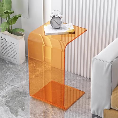 DYUNCZ Acryl-Beistelltisch, Beistelltisch Sofa, Transparenter U-förmiger Beistelltisch, Mehrzweck Oder Kleine Räume, Wohnzimmer, Schlafzimmer, Balkon (Color : Orange, Size : H-65CM/25.5IN)