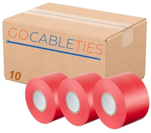 GOCABLETIES - Isolierband Rot - 10 Rollen - 50 mm x 33 m - strapazierfähiges, selbstklebendes Isolierband - zum Schutz, Bündeln und Reparieren von Kabeln