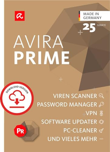 Avira Prime | 25 Geräte | Antivirus & Security | 1 Jahr | Aktivierungscode per Email