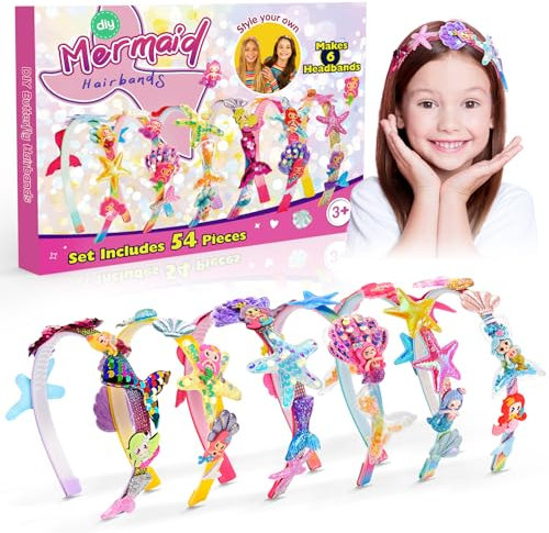 HappyKidsClub Mädchen Geschenke 5-11 Jahre, Bastelset Kinder 3 4 Jahre Meerjungfrau Spiele Spielzeug ab 5-12 Jahre Mädchen Haarreifen Mädchen Basteln 5-10 Jahre Mitgebsel Kindergeburtstag