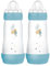 MAM Easy Start Anti-Colic Baby Bottles | 2 Pack (2 x 320ml) | Self-Sterlising | Fast Flow MAM Teats Size 3 | Baby Accessories | Blue (Various Designs)