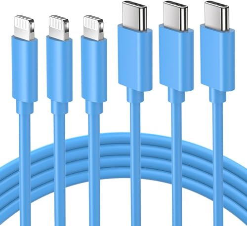 ilikable USB C to Lightning Cable 3Pack 2M [MFi Certified] iPhone Fast Charger Cable PD Fast Lightning to Type C Cable Compatible with iPhone 11 12 13 14 Pro Max X XS XR 8 8Plus iPad Pro AirPods-Blue