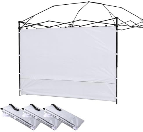 Pareti laterali a baldacchino, 3 x 3 m, parete laterale 300D con rivestimento in argento, protezione UV e tessuto Oxford impermeabile, colore bianco (confezione da 3 pareti laterali)