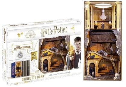 Revell Modellbausatz Tiny Adventures I Gringotts Bank Harry Potter I 3D Miniaturhaus I Book Nook Holz Buchstütze I Geburtsagsgeschenk für Fans I Buchstütze Harry Potter