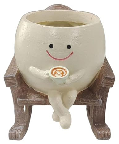 Vaso Per Fioriere Con Sedia A Dondolo Per Piante, Facce Buffe e Foro Di Drenaggio - Vaso Per Fiori In Resina Oscillante Per Piante Grasse