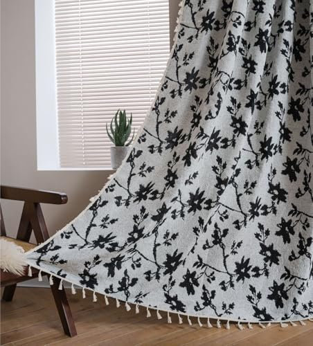 FAWFCJD Tende Bohémien For Soggiorno Tende Floreali Country Rose Pannelli Rustici For Tende Da Finestra For Camera Da Letto Tenda Semi-oscurante In Cotone E Lino Shabby Chic(150x260cm)