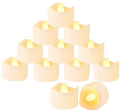 Radikor 12 pezzi Candele LED, Candele Elettriche Senza Fiamma, Candele Finte con una Calda Luce Gialla, Candele a Batteria per Picnic, Matrimoni, Feste, Natale, Pasqua