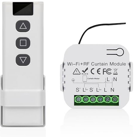 Funk Rolladensteuerung Nachrüstset, Fernbedienung mit WIFI-RF Rolladen und Empfänger Modul, Funk Schalter für Rolladen Jalousien Markisen, Wlan Tuya APP Kompatibel mit Alexa/Google Assistant