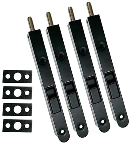 QCAA Flush Bolt, 7, Solid Brass Face Plate, Matte Black, 4 Pack, Made in Taiwan