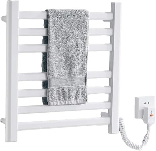 Wrobelax Toallero eléctrico con calefacción, radiador calentador, portátil independiente o montado en la pared, cumple con la certificación CE (color: blanco)