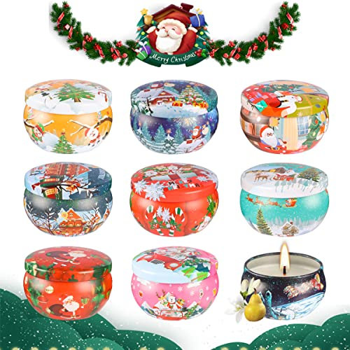 Topsics 9 piezas Velas Perfumada Navidad, Velas Aromáticas, Cera de Soja Natural, Velas aromaterapia, Velas Regalos para Navidad, Acción de Gracias