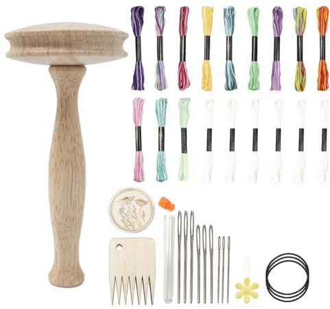 Stopfpilz Holznähwerkzeug Stickset Mit Nähnadeln Praktische Helfer Nähzubehör Stopfzubehör Kit Schnelles Ausbessern Von Handarbeiten Stopfgarn Pilz Kit Garn Set Für Socken Kleidung Pullover