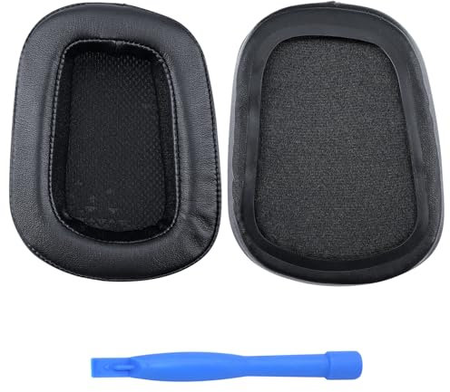 Almohadillas de Repuesto para Logitech G35, G230, G231, G233, G332, G430, G431, G432, G433, G533, G633, G633S, G635, G930, G933, G933S, G935 Auriculares de MMOBIEL - Protein PU Almohadilla – Negro