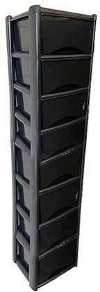 Neat. 8 Plastic Storage Drawers Unit with See-Through Drawers, Compact Vertical Design – Durable Plastic, Ideal for Organizing Office Crafts, and Household Items, 160cm x L39cm x W39cm - Black