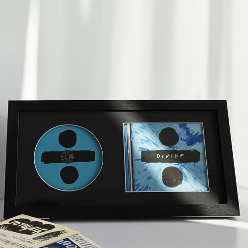 CD-Display-Rahmen mit Echtglas, signierte Musikscheibe, Holzkoffer für Tisch- und Wandmontage, Autogrammalbum, Bilderrahmen, Tischständer und Wandregal, Dekor (schwarzer Rahmen und schwarze Matte)