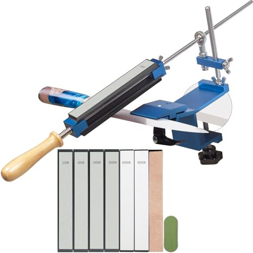 Lehwoik Messerschärfer Profi, Messerschärfsystem Professioneller mit Schnellspann, Festwinkel Messerschärfer mit Messer Schnellspann-Design, 4 Diamantsteine +2 Wasserstein+ Polierkit