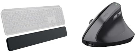 Logitech MX Palm Rest & Trust Yuno Wiederaufladbare Vertikale Maus, Kabellose
