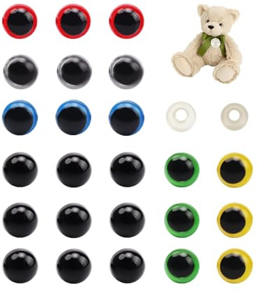 LINTRA Steckaugen für Häkeltiere, 200 Stück 8 mm Amigurumi Augen, 2 Stile Knopfaugen für Häkeltiere, Puppenaugen Sicherheitsaugen mit Unterlegscheiben, für Häkelarbeiten