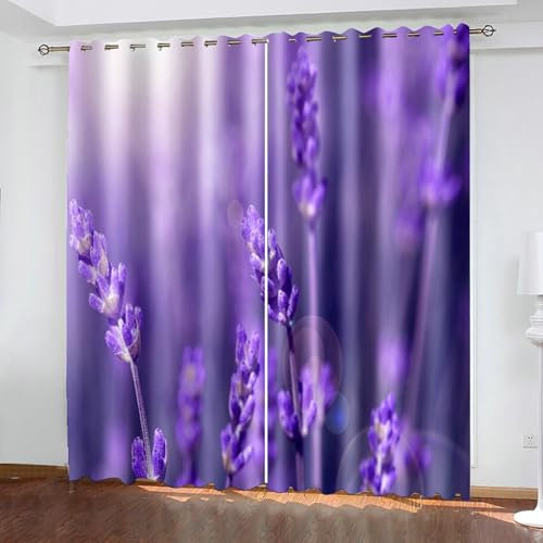 Beydodo Blickdichte Gardinen mit Ösen 2er Set 244x274CM, Verdunkelungsvorhänge Lila Lavendel Gardinen Jugendzimmer Kinderzimmer Schlafzimmer