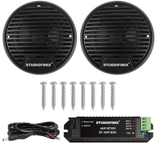 STUDIOFINIX Sistema de Altavoces coaxiales de 3 Pulgadas con Bluetooth, Impermeable, para Coche, Furgoneta, camión, Tractor, Caravana, Caravana