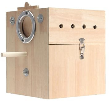 AOOOWER Vogelnest, Käfig, Holz, Unterschlupfnest, Papageienkäfig, abnehmbare Schublade, Versteck für kleine Vogelkäfig-Dekorationen