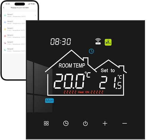 Vaconoff Termostato WI-FI Inteligente para calefacción de calderas, Termostato Ambiente Integrado,Programable Digital con Alexa Control Vocal termostato Tuya