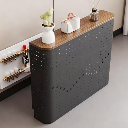 WXXZCE Heizungsverkleidung, Heizkörperverkleidung, Dekoratives Lagerregal, Metallrahmen und Tischplatte Aus Massivholz, für Zuhause, Büro und Einkaufszentrum(Black,60x80x20cm/24x31x8in)