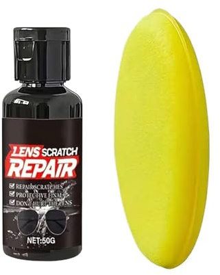 Nujuehy Sunglass Scratch Remover | 50g Lens Cleaner Wax with Sponge | Lens Scratch Remover - for Watch Phone Windshield Window Car Screen Camera