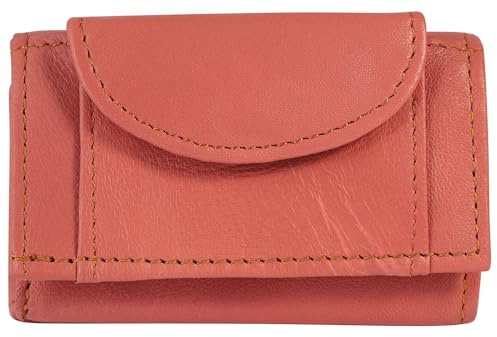 Excellanc Geldbörse für Unisex aus Leder in Rosa, Geldbeutel mit Druckknopf in 9,5 x 6 x 2,5 cm