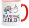 MoonWorks Kaffee-Tasse Be a Magic Caticorn Einhorn Unicorn Einhorn-Tasse mit Farbkante rot Unisize