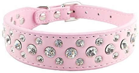 Newtensina Haustier Kragen Bling Welpen Halsband Niedlicher Hundehalsband mit Diamante für Mädchen - Pink - XXS