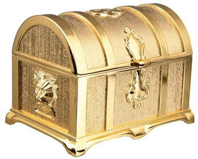 Feyarl 9,9 cm Vintage-Schmuckkästchen, goldfarben, Schmuckkästchen, Andenken, Ring, Ohrringe, Organizer, Box für Valentinstag, Weihnachten, Geburtstag, Geschenk