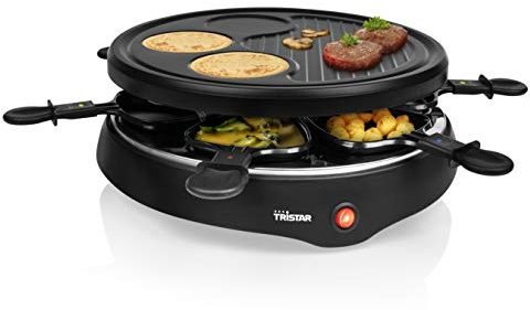 Tristar Raclette für bis zu 6 Personen mit 6 Pfännchen und Crêpe-Bereich/Durchmesser 25 cm, RA-2998